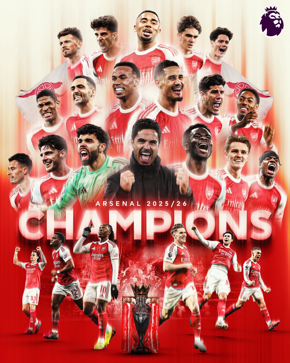 Arsenal players celebrating Premier League title win with Arteta and Wenger