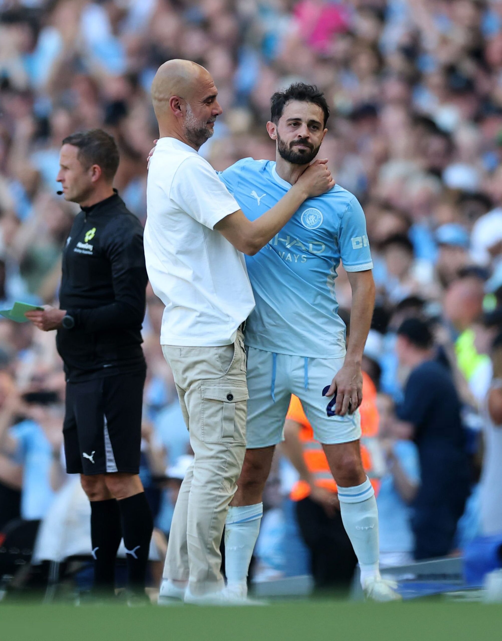 Pep Guardiola and Bernardo Silva